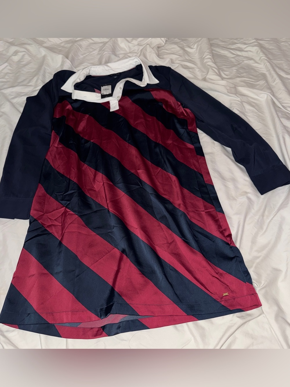 Women's Navy & Burgundy Striped Polo Dress